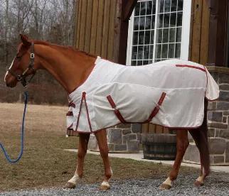 TuffRider Fusion Fly Sheet<br>The TuffRider <b>Fusion Fly Sheet</b> is the ultimate fly barrier for your horse. Durable, fine mesh on the shoulders and back provides a thin layer of protection against the smallest gnats and biting insects. The Fusion acts to reduce the likelihood of intense allergic responses from contact with biting insects of all sizes as well as prevents the coat from fading against the sun's harsh rays.