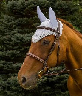 Equine Couture Fly Bonnet with Pearls and Crystals<br><p>The Fly Bonnet with Pearls and Crystals by Equine Couture is the perfect sparkly touch for riders who love all the bling! Ear bonnets are a great choice to block flies around the ears in the hot summer time. Horses that are hyper-sensitive to sound will appreciate the muffling effect that bonnets provide, creating a more focused horse. The Spandex fabric allows for total ear rotation and freedom of movement. With a knit/crochet pattern, ma