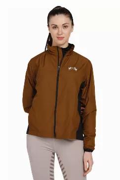 Equine Couture Ladies Aberdeen Jacket<br>The Equine Couture <b>Ladies Aberdeen Jacket</b> is a water-repellent slicker for rainy days at the barn. Stretch side panels allow for flexibility and comfortable stretch where it counts most and features a drop back hem line for coverage in the saddle. Front zipper pockets make it convenient to carry treats or even keep your smartphone with you at the stable. A mesh inner layer provides breathability and keeps this garment lightweight. The Aberdeen is a