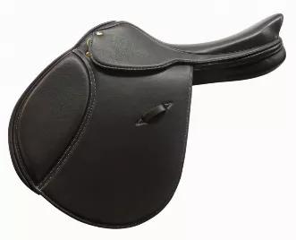 Henri de Rivel Covered Pro Revelation Jumping Saddle<br>The Henri de Rivel Pro Revelation Jumping Saddle is beautiful, functional, and a great choice for jumping disciplines. This saddle isn't only pretty, but is designed for rider support as well. A flat seat with narrow twist gives a close feel and the extra forward flaps accommodate shorter stirrup lengths, two great features for higher jumps and speeds. The signature stitching on this saddle is subtle yet striking in the show ring. <br><br>H