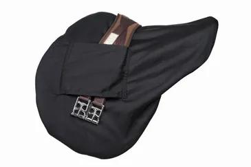 Lettia Saddle Cover with Girth Slots<br><p>Lettia Saddle Cover with Girth Slots is lined with a thick Polyester fleece that will protect your saddle from unnecessary wear and tear. Perfect for traveling!</p>
