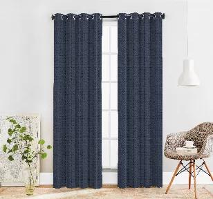 This modern basket weave curtain with a subtle, detailed look will elegantly dress up your window.  Metal grommets.
