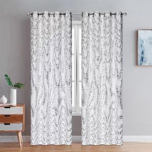 Luxury fabric with a touch of Wavy Fashion.  Each package contains one Pair of Window panels.  The look will elegantly dress up your window.  Metal grommets.  