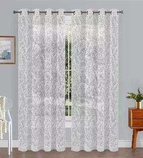 Luxury Semi Sheer fabric with a Floral Design.  Each package contains one Window panels.  The look will elegantly dress up your window.  Metal grommets.  
