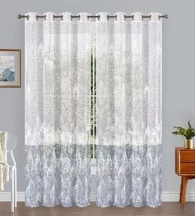 Luxury Semi Sheer fabric with a bottom border.  Each package contains one Window panels.  The subtle design will elegantly dress up your window.  Metal grommets.  