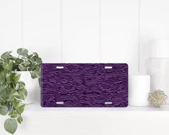 Purple Tooled faux leather License Plate