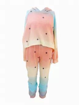 <p>2 pieces set:<br>Hoodie with long sleeves<br>Joggers<br>Mystical stars print<br>Gradient Mint - Lavender</p>