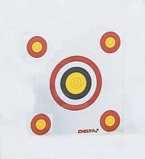 ECONOMY TARGET with stand Durable 6# ethafoam construction, 3 color 5 spot bullseye, excellent for fieldpoint or broadhead practice. Rated for bows up to 240 fps. Ideal for beginners, lower poundage bows and to pack on hunting trips. Size: 16" x 24" x 2".