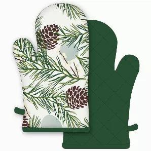 Jayten oven mitt. Made from soft, pre-washed 100% cotton. Each pattern has a ruffled bottom apron, handy bowl/pot holder, towel set, napkin, oven mitt, placemat and runner. 