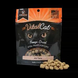 Vital Essentials Vital Cat Ahi Tuna Freeze-Dried Cat Treats are made from pure, raw Ahi Tuna. We never use added hormones or antibiotics, no added fillers, flavoring or rendered by-products. Single ingredient, high protein cat treats support your cat's health, naturally. Freeze-dried Ahi Tuna treats will quickly rise to the top of your cat's list. Cats love the taste because we use a 48-hour slow freeze-drying process that locks in the natural flavor, texture and freshness of the Ahi Tuna withou