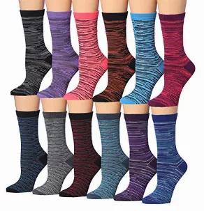 Tipi Toe Women's Plus Size 12 Pairs Colorful Patterned Crew Socks