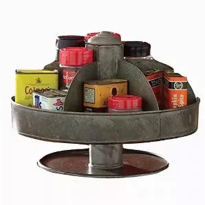 This versatile lazy Susan organizer makes a great addition in your living space that can be used for various purposes. It is made up of galvanized metal that makes rust free and corrosion resistant. Great for organizing jewelry, spices, craft supplies, or planting accessories, etc. It features 6 pockets. It's rough, distressed finish makes it different from others and catches everyone's attention.