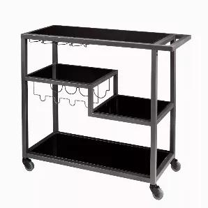 If you want to be a good host then serve some delicious meals and drinks to your guests on this metal bar cart. The construction of this bar cart involves the use of metal which comprises a sturdy frame and smooth flat shelves of tempered glass. This bar cart can hold 4 wine bottles and approximately 8 wine glasses. This bar cart is equipped with locking casters for mobility and functionality.