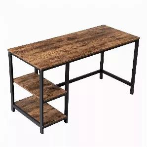 Compliment your industrial style home decor with the inclusion of this 55 inch desk which features a sturdy frame with 2 open shelves on its left side and a large smooth table top. It is made with a combination of particle board in a rustic brown finish with black metal frame and floor protectors for enhanced durability and stability. This desk will be a great addition to your office or study room.
