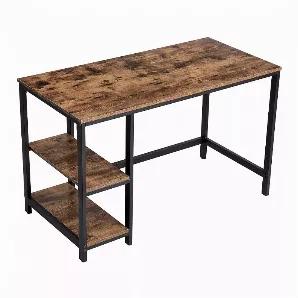 Compliment your industrial style home decor with the inclusion of this 47 inch desk which features a sturdy frame with 2 open shelves on its left side and smooth table top. It is made with a combination of particle board in a rustic brown finish with black metal frame and floor protectors for enhanced durability and stability. This desk will be a great addition to your office or study room.