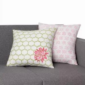 Add a comfortable touch to your sofa and bed with the addition of this set of 2 decorative pillows, featuring elegantly crafted quatrefoil pattern and floral details. Crafted from good quality cotton, it is accented in colorful hues. It comes with shredded memory foam filling which provides a long lasting comfort. This accent pillow will serve the best of its purpose and embellish your existing decor.