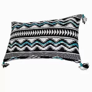 Amalgamate your existing decor setting by bringing in this contemporary style Accent Pillow which comes with odor resistant technology and showcases chevron and stripe print. Crafted from cotton, it is accented with white and black finish.