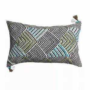 Amalgamate your existing decor setting by bringing in this contemporary style Accent Pillow which showcases arrow print and comes with textured details. Crafted from cotton, it is accented in colorful hues.