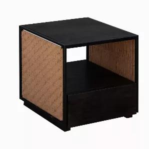 A cottage style meets the essentials of jute with this expertly crafted side table. Featuring a smooth gliding drawer to keep your essentials handy, it has an open cubby to keep books, decorations, handy accessories, and more. The woven jute side panels in natural tone add a unique character to the piece. Handcrafted from durable acacia wood and a sturdy metal frame, the dark brown wood finish compliments the black coated frame perfectly. Supported on a low, stable base, this clean lined table m