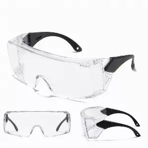 Clear safety glasses with maximum cover on the sides , anti fogging perfect to go over your glasses comfortable and lightweight