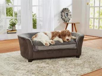 The Panache Sofa is an ultra plush pet bed featuring storage for all of your pet's toys and bones. This bed features a removable and washable cushion cover for easy cleaning. Raised feet lifts the bed off the ground and keeps your pet draft free. Fully upholstered, durable furniture grade construction.<ul><li>2" legs lift bed off floor, keeping your pet draft free</li><li>Storage pocket for toys and bones</li><li>Perfect for pets who like to lean or curl when they sleep</li><li>Removable/washabl