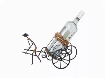 <p>Rest your drink of choice in the charming comfort of the Asian Style Rickshaw Puller Wine Holder. Handcrafted from metal and adorned with rattan, this wine holder is sturdy and perfectly sized at 13.78 x 6.3 x 8.66 inches. Curlicues, spirals, and fluid forms cultivate a sultry air, making it the perfect accessory for cocktail parties and summer picnics.</p>