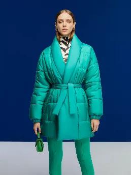 <p>Double-breasted wide neck oversized puffer jacket with self-belt. Side zipper pockets. Interior lining. Snap button details on sides.</p>
<p>Mega Charming: Are you ready to welcome these new generation mega leopard touches and the energizing feel of green? Leopard print power dresses combined with structured jackets and green color blocks: The spirit of the tiger comes alive in these powerful patterns and solid styles.</p>
<p>100% Polyester</p>
<p>Do Not Wash; Do Not Tumble Dry; Do Not Iron; 