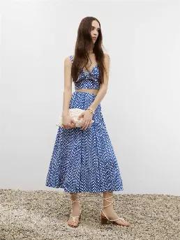 <p>High-waisted midi eyelet skirt with zip closure.</p>
<p>Marine<em>: </em>From the depths of Marine Blue, we are going on an overseas expedition. A cool breeze embraces deep blue hues and sea shells. Elegant details create a brand new siren with lush hybrid pieces. Feeling comfortable is a must but refreshing your style with innovative new forms is priceless.</p>
<p>100% Cotton</p>
<p>Hand Wash Cold; Do Not Tumble Dry; Iron Low; Dry Clean</p>
<p>Do Not Bleach. Delicate Garment; Handle With Car