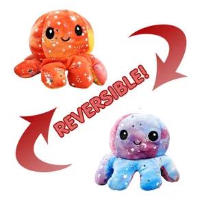 This cute octopus plush toy can be flipped twice, is reversible made of high-quality 100% cotton, not easily deformed, touch to delicate, very soft, and comfortable. Easily washable to keep your octopus plushie nice and clean. This Plushie Toy is a great attraction for your toy shop, boutique, and online website. This is the fact that the toy is well made and reversible makes it really cool. It's a toy worth collecting for plush lovers. This sensory fidget toy is perfect for stress relief, and l