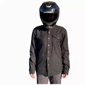 <br> CE Rated Armoured Coupled With Aramid DuPont(TM) Kevlar(R) Lining <br>This Protective Cotton long Sleeved motorcycle riding Shirt features... <br> * Anti Abrasion Aramid Lining <br> * YKK Zip <br> * Snap down Front <br> * Removable Protectors in Shoulders, Elbows and Back (Included) <br> * Inner pocket for phone <br>Material Exterior<br> * 100% Cotton Outer <br>Mesh inner Liner<br> * Para aramid lining fibre brand:DuPont(TM) Kevlar(R) <br> * Polyester <br>"DuPont(TM), the DuPont Oval Logo, 