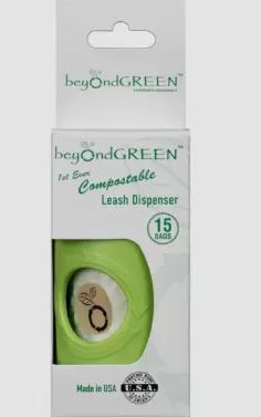 This pack of beyondGREEN leash dispenser, similar to our bags, is also made in USA at our own manufacturing facility in sunny Southern California. It even comes with 15 of beyondGREEN’s plant-based dog poop bags. This dispenser was created to fit the standard dog poop bag roll of 10 to 15 bags at 9"x12" dimensions per bag. beyondGREEN is Green America’s Certified Business and with that we always ensure that the earth is first! That being said, we made sure that this dispenser along with the 
