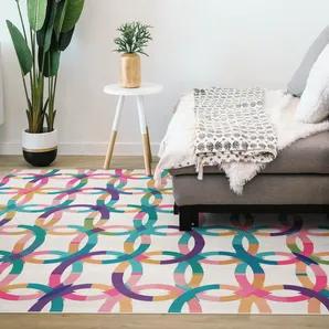 'Hula-Hoop' Multi-Color Geometric Non-Slip Indoor/Outdoor Rug