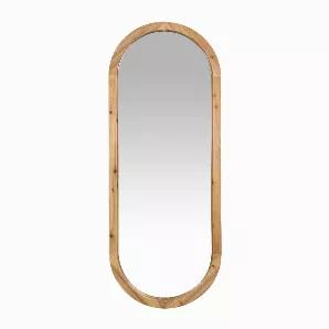 Brighten up your living space and make it feel more airy with this modern full-length mirror. Its unique oval shape, natural wood finish, and subtle curves are prefect for balancing out the edgy look and feel that is commonly found in modern spaces.<br>