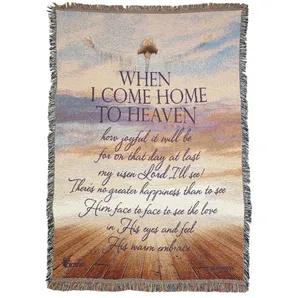 A Heavenly Scene Accompanies A Poem On This Tapestry Weave Cotton Throw Blanket. Makes A Thoughtful And Comforting Gift In Times Of Bereavement. Edges Are Fringed On All Sides And Add About 2 Inches To Each Side. Size Of Throw Is Approximately 48x68. Text Of Poem: When I Come Home To Heaven - How Joyful It Will Be For On That Day At Last My Risen Lord I Will See! There Is No Greater Happiness Than To See Him Face To Face To See The Love In His Eyes And Feel His Warm Embrace.