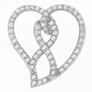 Revamp her Valentines Day look with this beautiful Heart Pendant. Chisel to excellence, it is created with 14 karats white gold and features ribbon accent in the center. Sophisticated yet dazzling, this classy ornament is adorned with shimmery round cut diamond of 1 carat and polished high to shine with grace.