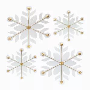 Adorn your Christmas Tree with this beautiful set of Snowflake Ornaments. The traditional snowflake design paired with the chic gold accent makes this set the perfect additiont to your holiday tree D?cor. The quality iron metal composition is sure to last for seasons to come. The pieces can be used as gifts for friends to cherish, or you can display the set on your own Christmas tree and enjoy them for years to come.