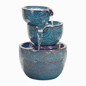 Bring serenity to your home or garden with the elegant Ceramic Fountain. Water pours from tallest bowl onto the descending bowls. The soothing sound of water will create a relaxing ambiance in your garden retreat. Great for both indoor and outdoor use, its sturdy ceramic construction is guaranteed to last through the years.