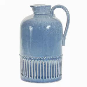 Enhance your home Decor with this beautiful set of Decorative Ceramic Jugs. Featuring two pieces, the cool blue tones paired with the ribbed design is the perfect combination to create a stunning display. The quality ceramic composition is sure to last for seasons to come. Complete the look by adding a bunch of dried florals or fresh garden buds to each vase.