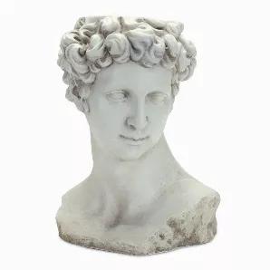 Add a sophisticated touch to your home with this beautiful Roman Bust Vase. The cool grey and white tones paired with the sculpted bust design is the perfect combination to create a stunning display. The quality polyresin composition is sure to last for seasons to come. Complete the look by adding a bunch of dried florals or fresh garden buds to the vase.