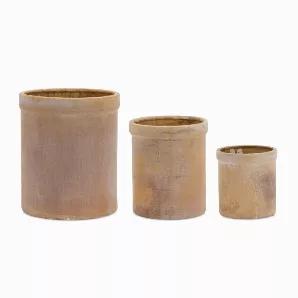 Enhance your home Decor with this beautiful set of Terracotta Crock Vases. The warm brown tones paired with the weathered terracotta design is the perfect combination to create a stunning display. The quality clay composition is sure to last for seasons to come. Complete the look by adding a bunch of dried florals or fresh garden stems to the vase.