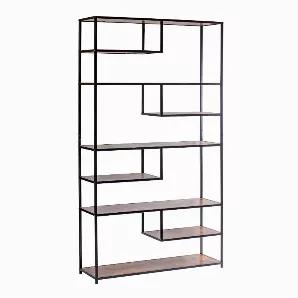 Furnish your home with this beautiful Iron and Wood Floor Shelf. The natural wooden shelves paired with the sleek black frame is the perfect combination to create a timeless display. The quality wood and metal composition is sure to last for seasons to come.
