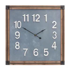 Wood Framed Square Wall Clock 
