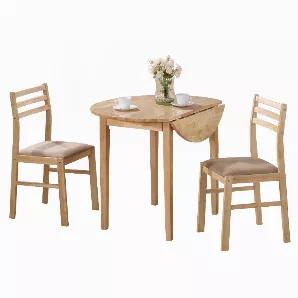 Length: 66.5 Width: 68 Height: 95 Upgrade your dining room by giving it a touch of class with this contemporary dining set. It has a classy and elegant design that will definitely diversify your interior and remove any hint of monotony. Not to mention how obviously well-made it is. This dining set is skillfully crafted from solid wood, foam, polyester, and MDF and it's fantastic for making the place livelier. It's also highly practical besides just standing out with its looks. With this dining s