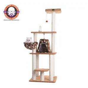 Armarkat Brown Carpet Cat Furniture, Real Wood Kitty Tower