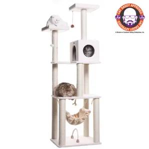 Real Wood B7301 Classic Ivory Cat Tree, 4 Levels With Rope
