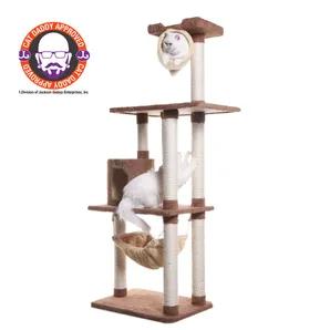 Real Wood 70" Cat tree With Scratch posts, Hammock for Cats