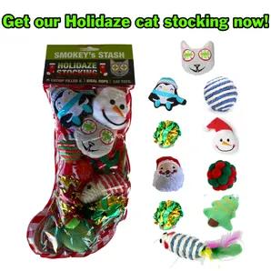 Smokey's Stash Christmas Stockings Stuffed with 12 Catnip Toys