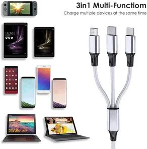 Wholesale PBG 3 In 1 Charging Cable Collection 4 FT Large Charge 3 Devices at Once!