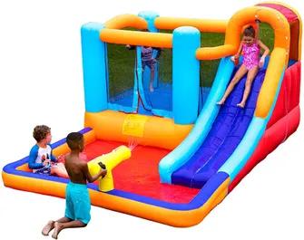 Giant Bounce House Water Slide with Trampoline and Pool Area