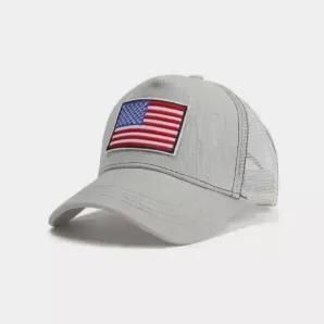 <p><strong>American Flag Trucker Hat with Adjustable Strap | Breathable &amp; Unisex</strong></p><p><br></p><p><strong><span class="ql-cursor">﻿</span>Look stylish while showing your patriotism with this American flag trucker hat. It's made from a high-quality cotton and polyester mix with a mesh back that maximizes breathability while maintaining its form. This unisex hat features a 3D embossed flag patch and is adjustable so it can accommodate both women and men. This USA baseball cap is gre